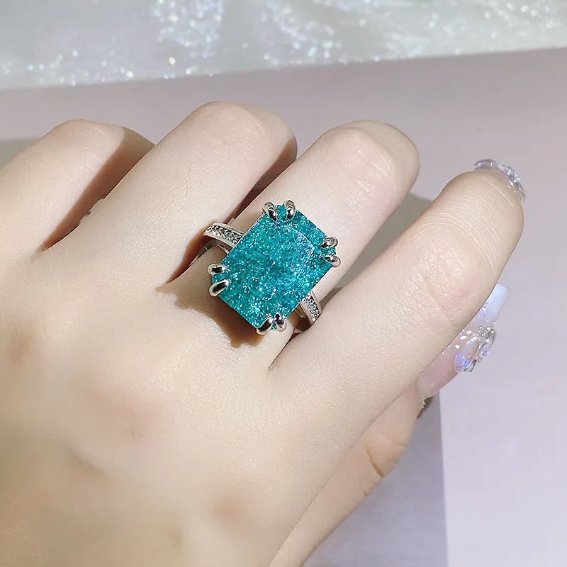 Women's 925 Silver Paraiba Tourmaline Gemstone Ring