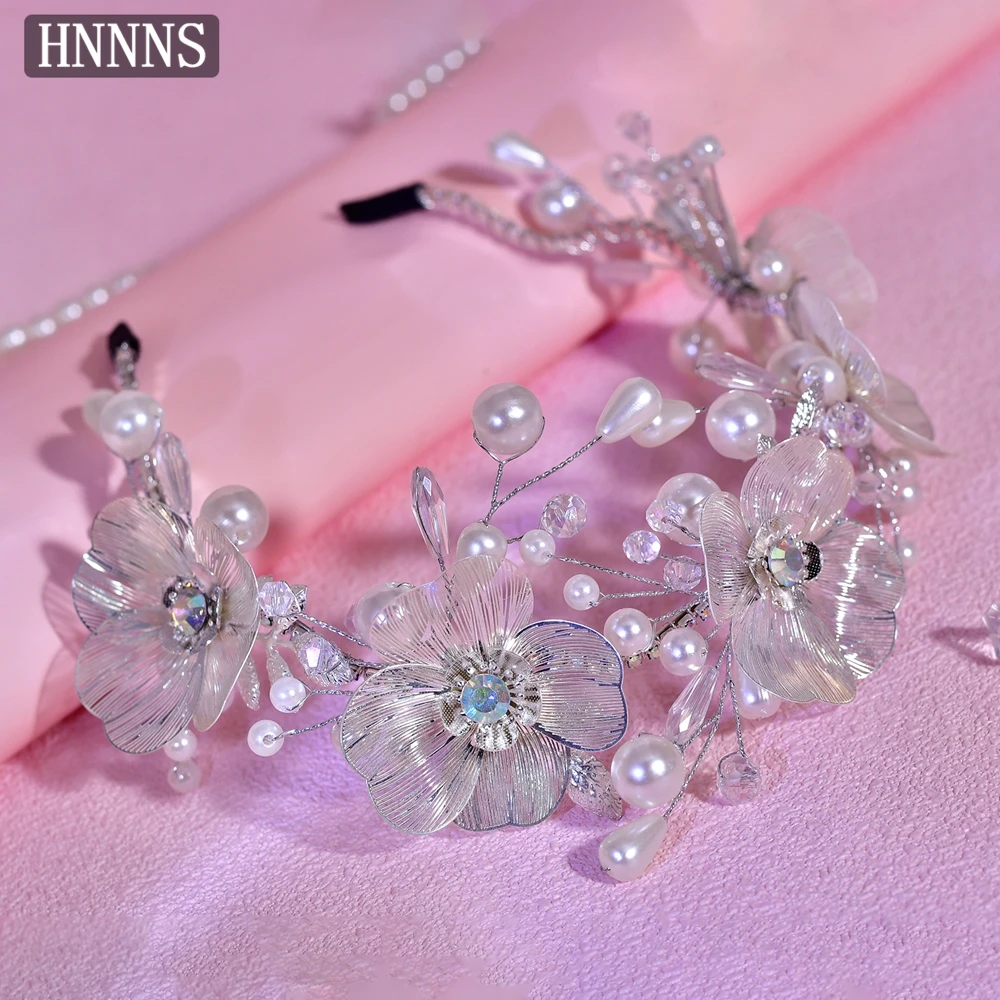 

HNNNS Fashion Pearl Hairband Elegant Flower Hair Accessories Beach Party Headband Bridal Headdress Fashion Jewelry Gift A311