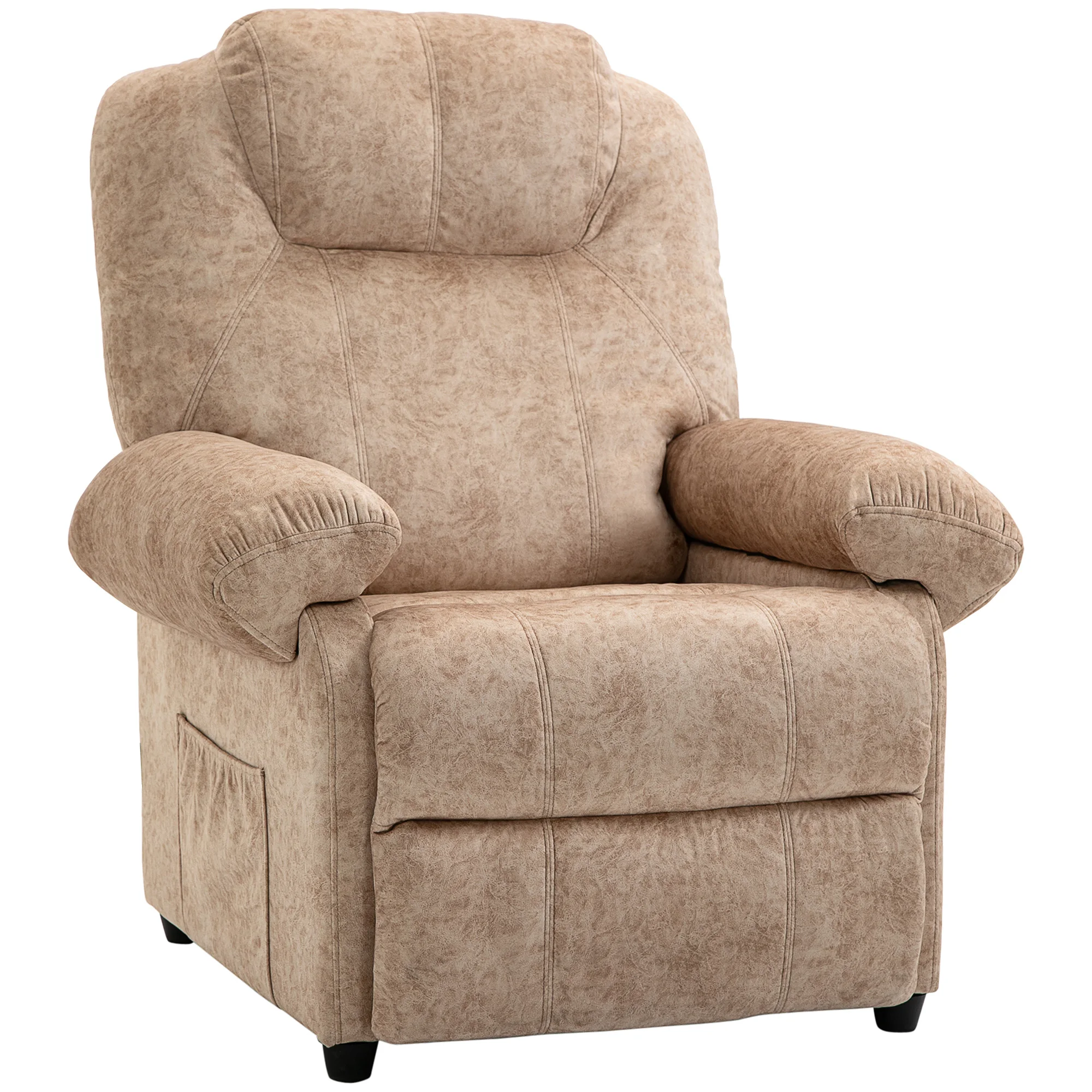 HOMCOM Sillón Relax Reclinable Manual con Reposapiés Retráctil y Bolsillos Beige
