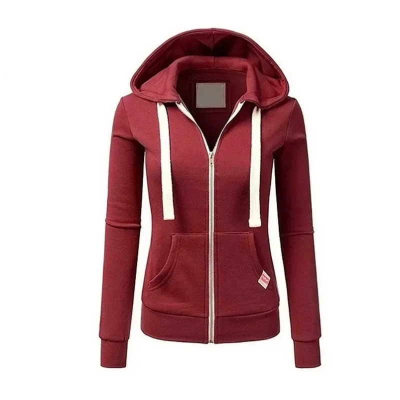 2024 Autumn/Winter New Women's Personalized Fashion Sports Hoodie Long Sleeve Drawstring Pocket Zipper Coat Woolen Sweater Top image 5