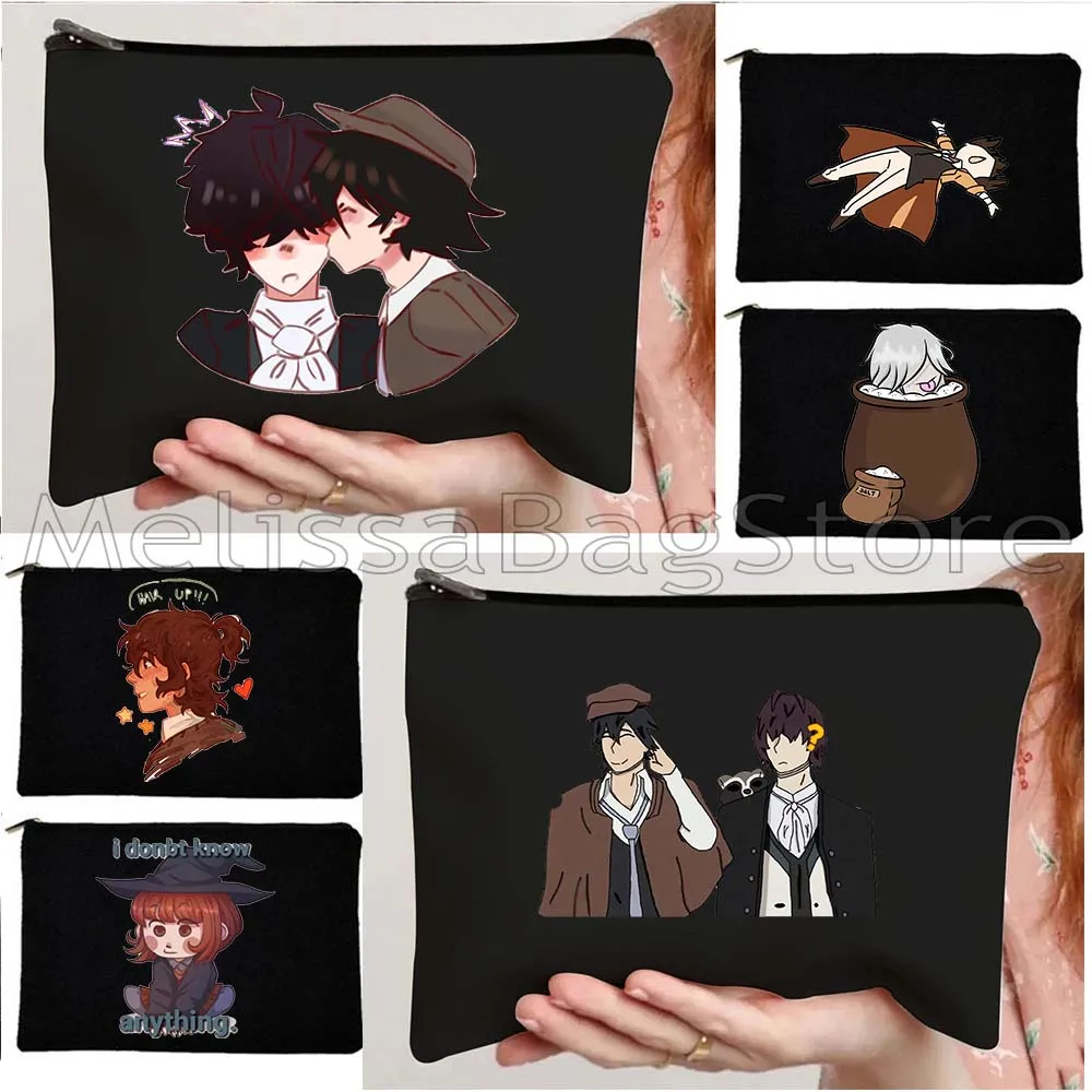 Cute Anime Bungou Stray Dogs Kenji Naomi Ranpo Dazai Chuuya Bunny Himiko Gifts Canvas Cosmetic Bag Makeup Toilet Bag Case Pouch