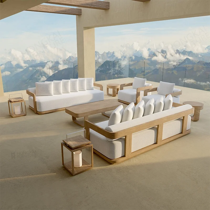 

Sofa set luxury yacht solid wood sofa hotel courtyard outdoor