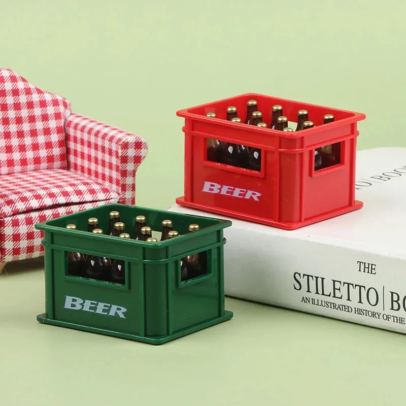 1:12 دمية صغيرة شرب البيرة زجاجة البيرة صندوق شرب بار لعبة ديكور المطبخ