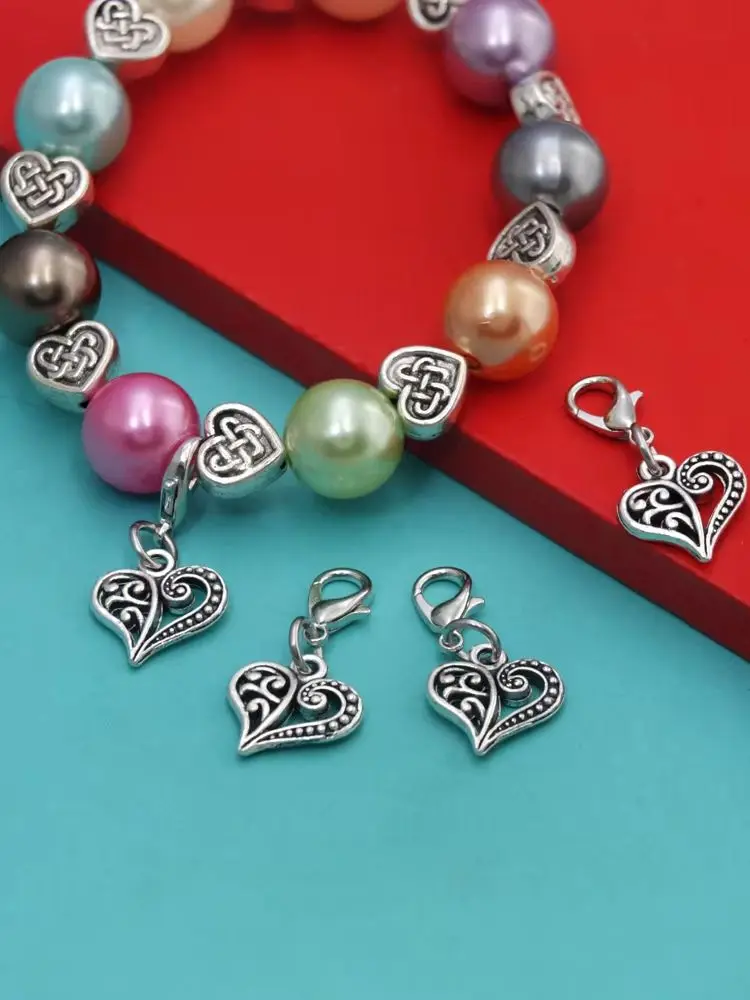 10 Stück filigrane Herz-Schlüsselanhänger mit Karabinerverschluss, Valentinstag, keltisches Herz, DIY-Schmuck für Schlüsselanhänger, Taschen, Schuhe, C919 – Detail 6