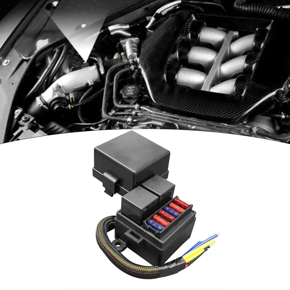 

Automotive Fuse Relay Box Pre-wired with 2 80A Relays and 6 Fuse Brackets for Use in For Cars Ships Trucks and RVs