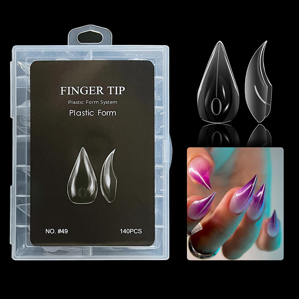 New 70/140Pcs Cat Claw Nail Dual Form Poly Extension Gel Molds Reusable Acrylic Nail Forms 9 Types False Tips with Scale Line