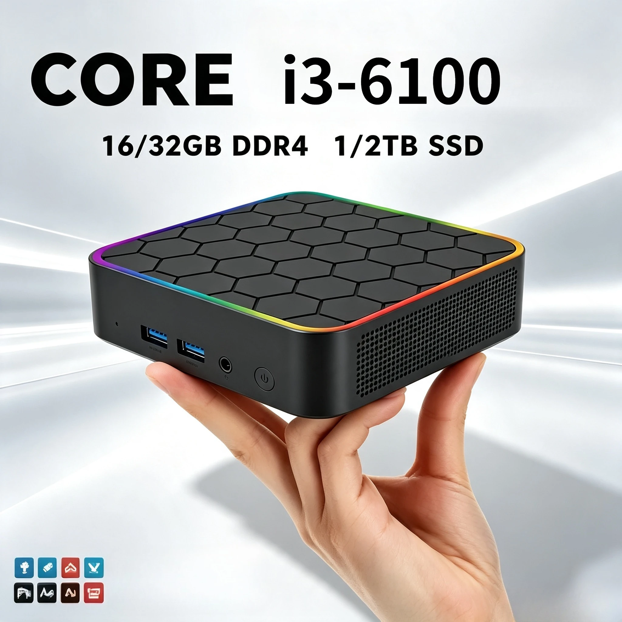 2026 Compact Mini PC , Core i3-6100, 16GB RAM, 1/2TB SSD, WiFi 6, BT5.2, 4K Ultra HD, for Office Gaming & Study