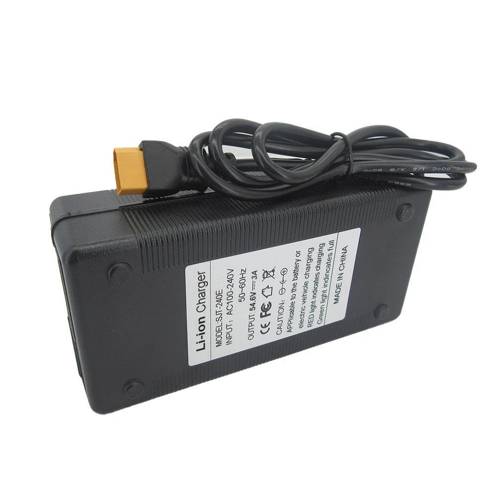 Carregador de bateria de lítio 48V 54,6V 3A para 13S 48 volts 48V3A Li ion Charger GX16 XT60 XLRM Conector