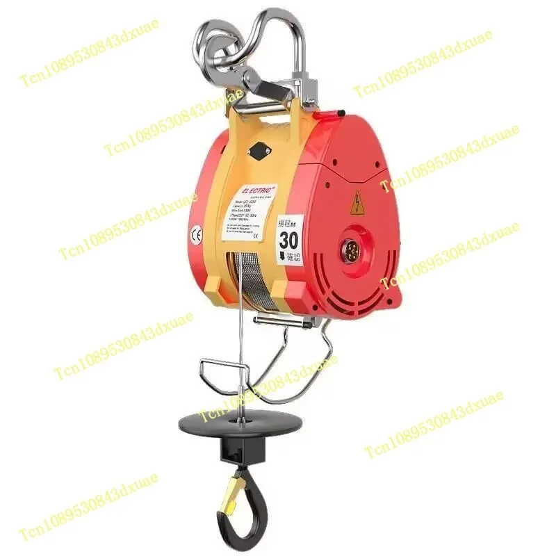 Portable Electric Wire Rope Hoist 300kg Load Capacity 30M Cable Remote Control Double Hook Small Crane for Household Use