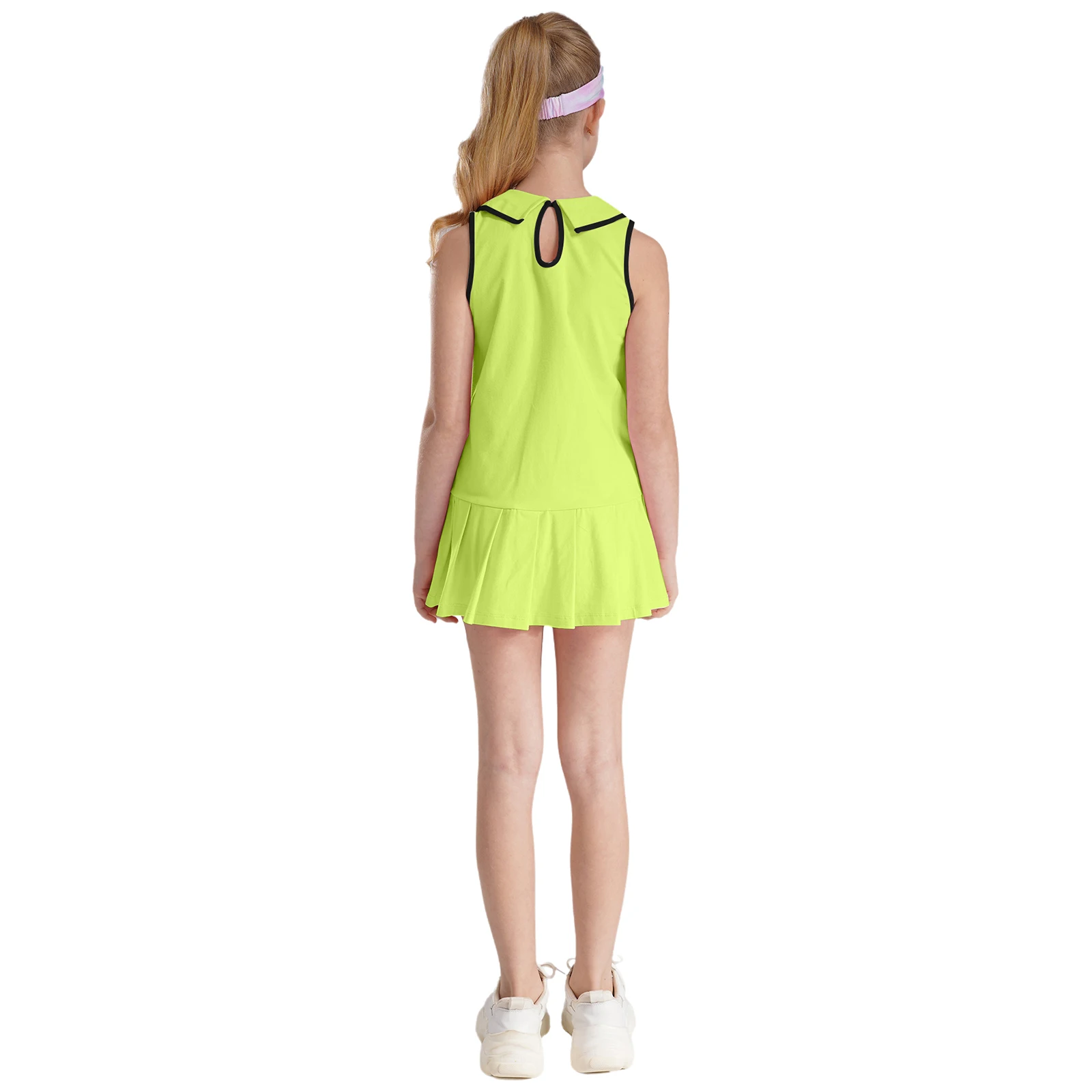 Bambini ragazze Sport abito pieghettato senza maniche Tennis Golf palestra abiti con pantaloncini Set per Yoga Badminton corsa escursionismo