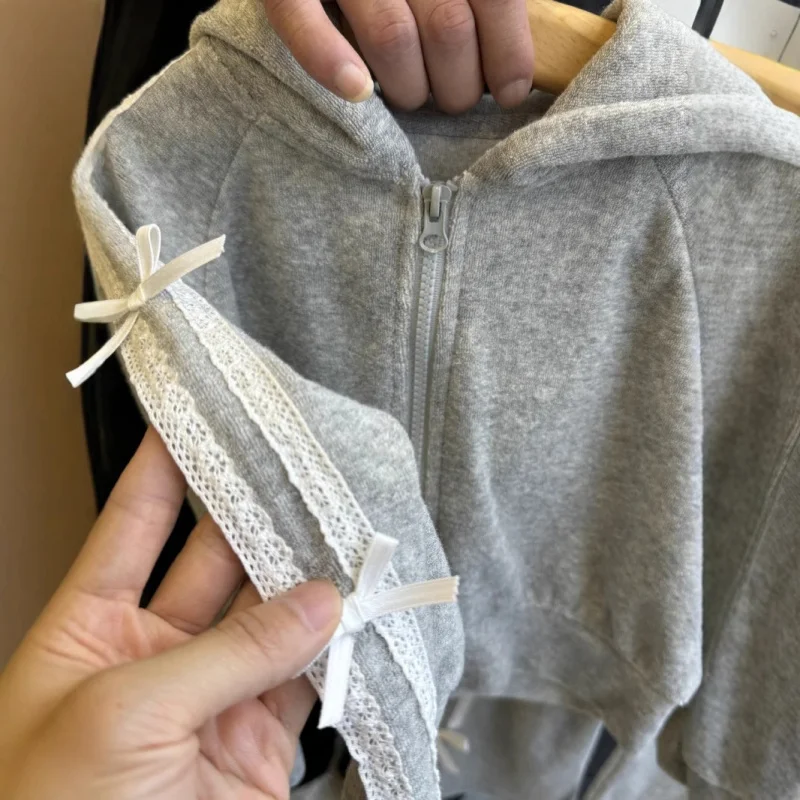 

Children's Set New Spring and Autumn Girls' Casual Sports Hooded Cardigan Jacket Flared Pants Two-Piece Set