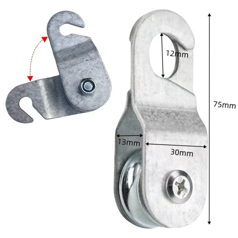 Outdoor Hunting Open-type Metal Pulley Opening and Closing, Smooth-running Bearing, Galvanized Anti-rust Thickened Hook Hanger