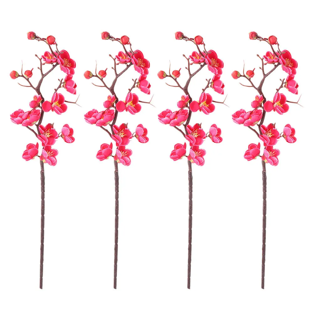 

4pcs Simulated Wintersweet Flower Artificial Plant Decor For Home Wedding Party Decoration Fake Flowers Festive Adornment