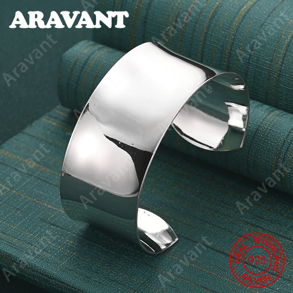 Armband aus 925er-Sterlingsilber mit glatter Öffnung, verstellbar, für Damen, Retro, personalisiertes Accessoire, Geschenkschmuck