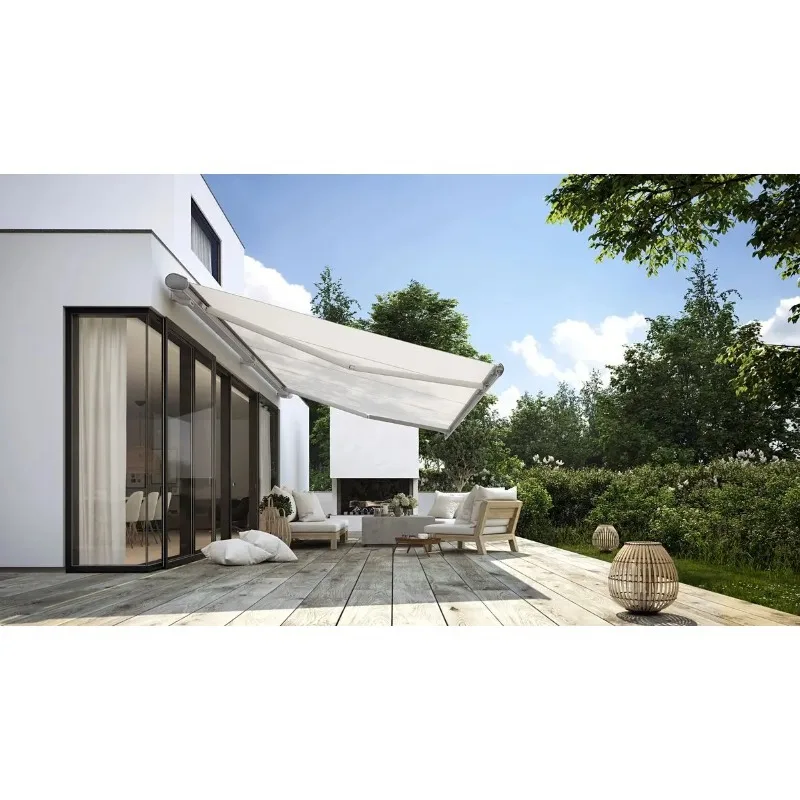 

Outdoor Patio Sun Shades Electric Awnings Retractable Canvas Full Box Awning Foldable Arm Polyester Fabric for Restaurants Cafes
