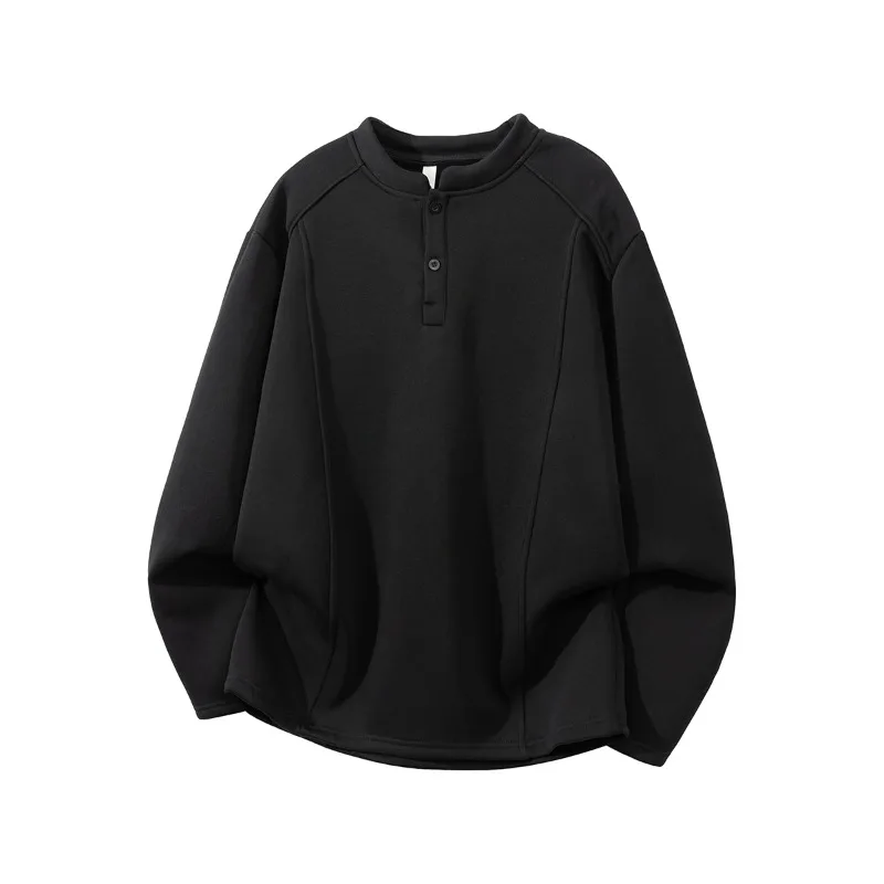 OIQERE Men Japanese Style Solid Color Simple Crew Neck Sweatshirt Loose Fashion Versatile Long Sleeve Casual Base Layer Top