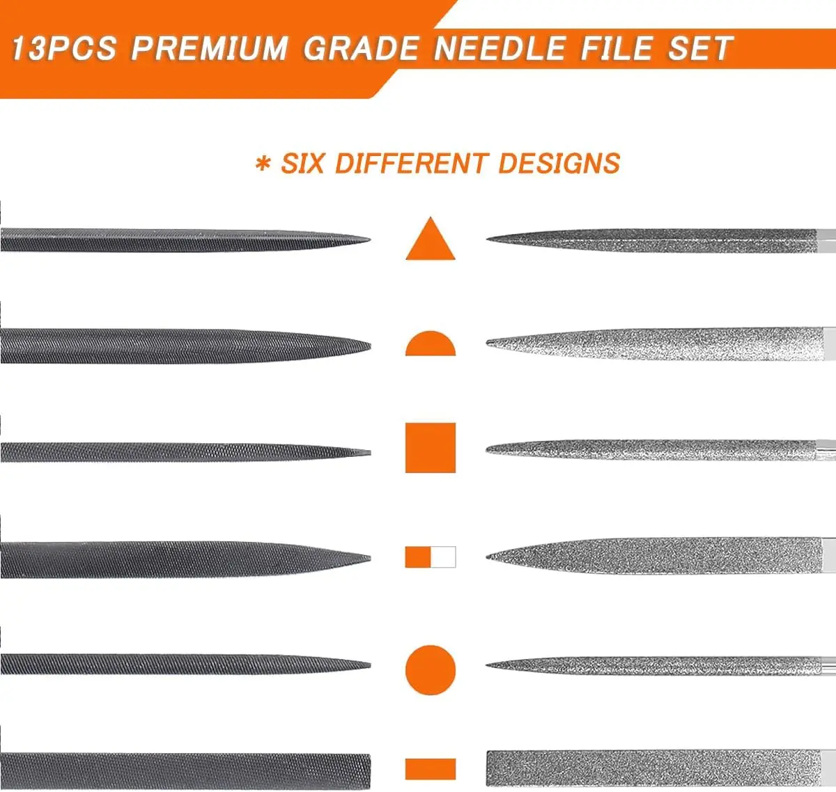 12Pcs Premium Drop Forged Alloy Steel & Diamond File Set with Cleaning Brush & Carrying Case for Wood & Metal Work DIY
