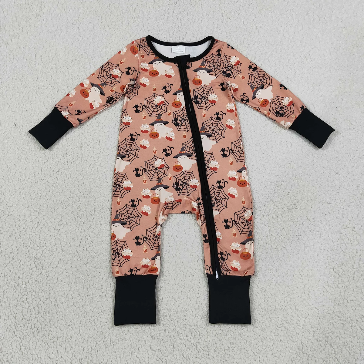 Newborn Bodysuit Cute Baby Boy Ghost Pumpkins Halloween Two Way Zipper Convertible Rompers Boutique Jumpsuit Kids Clothing