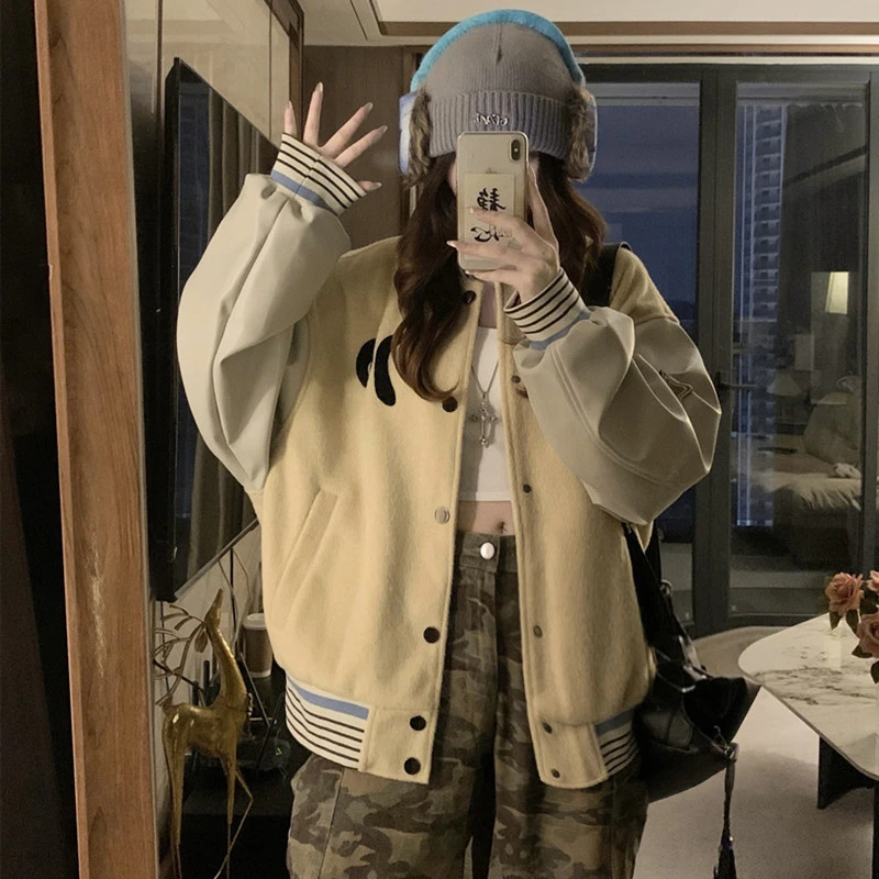 

Baseball Jackets Woman Green Womens Spring Wearable Floral Mesh Overlong Fleece-Like Short-Sleeved Safari Seductive Fashionable