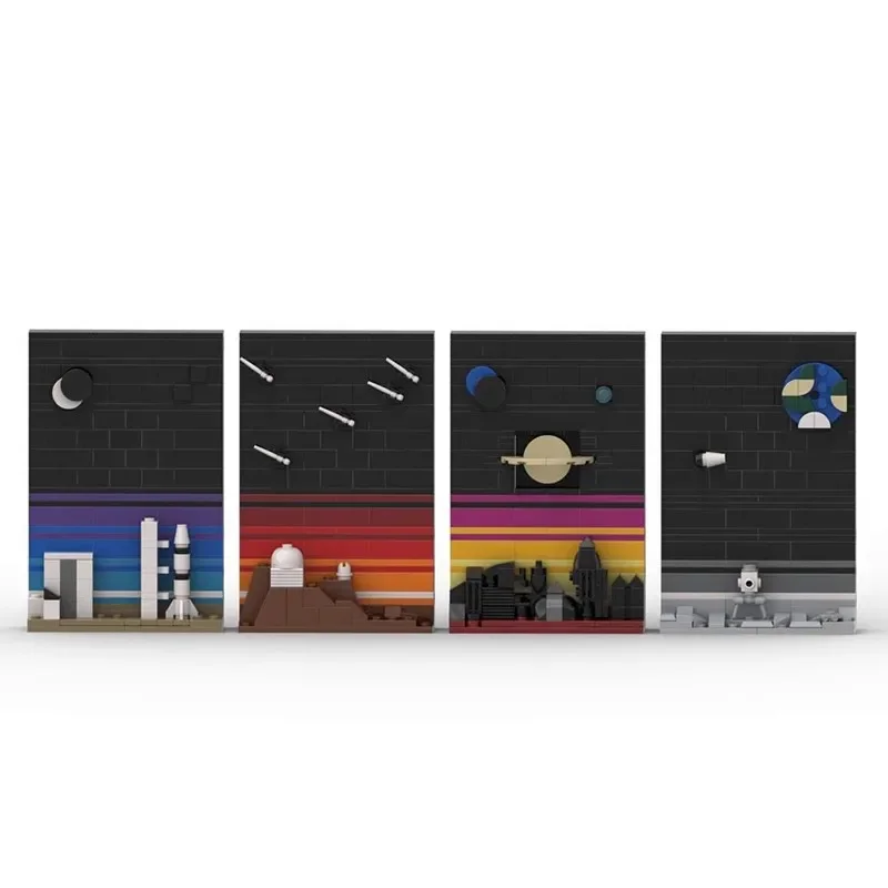 Bricklink Star Movie 21340 Tales of the Space Age Postcard Sets MOC Tabletop Ornament Building Blocks Kid Toys Christmas Gift