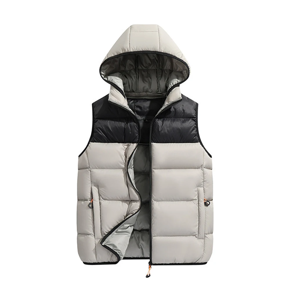 Autumn Winter Men's Warm Hooded Puffer Vest Men Cotton Quilted padded Sleeveless Jackets Men Thermal Windbreaker Work Waistcoat