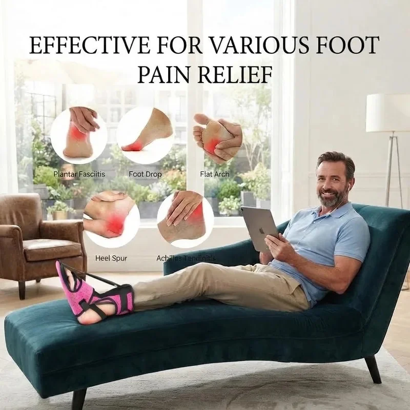 Breathable Night Ankle Splint Brace, Plantar Fasciitis Foot Drop Support Strap for Heel Pain JJ5370