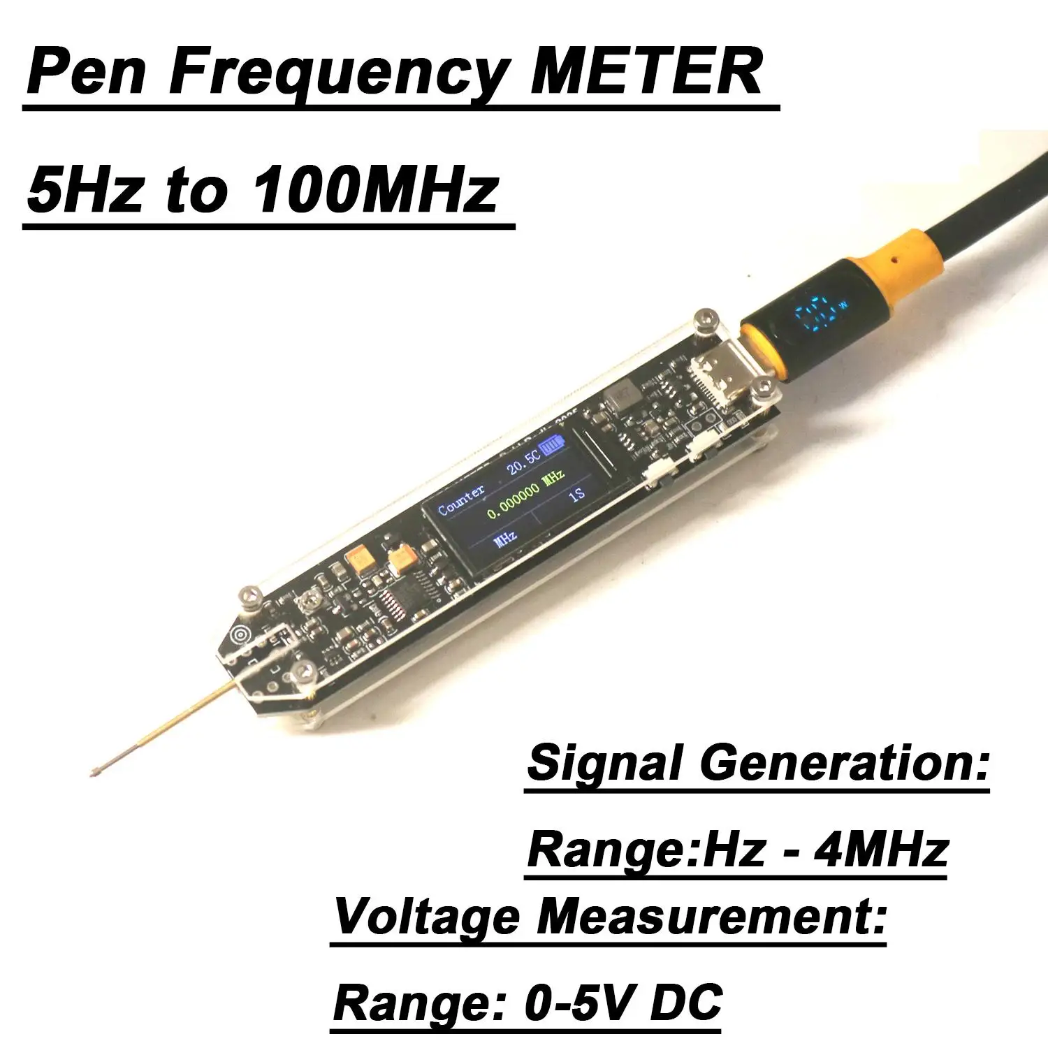 5Hz TO 100MHz Pen Probe Frequency METER Digital PWM 1Hz-4MHz Frequency Signal Generator 5V Voltmeter RF Radio Frequency Counter