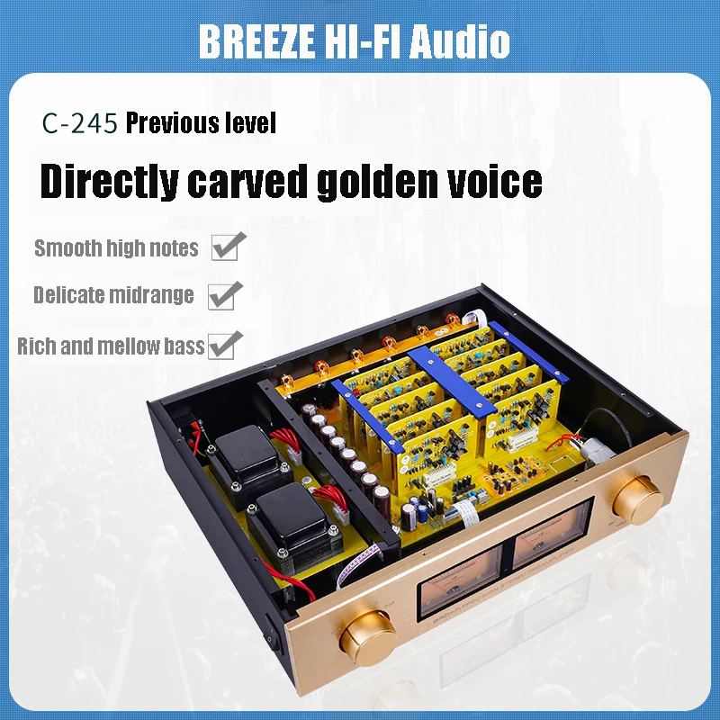 BREEZE Reference Golden Voice C-245 Line Fully Balanced Remote Control Pre amplifier HiFi High Temperature Pre amplifier