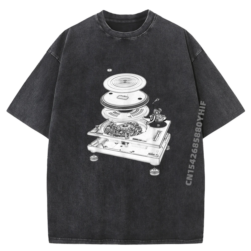 

Dj Turntable Mk2 Exploded Blueprint Design Camisetas Classicband Футболки Harajuku Промытая рубашка Мужские футболки с рисунком