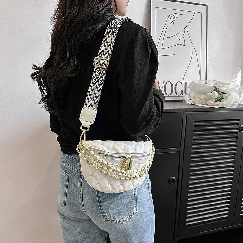 Artificial Leather Retro Small Luxury Designer Crossbody Bag Letter Shoulder Shopper Chain Belt Hip Female Purse