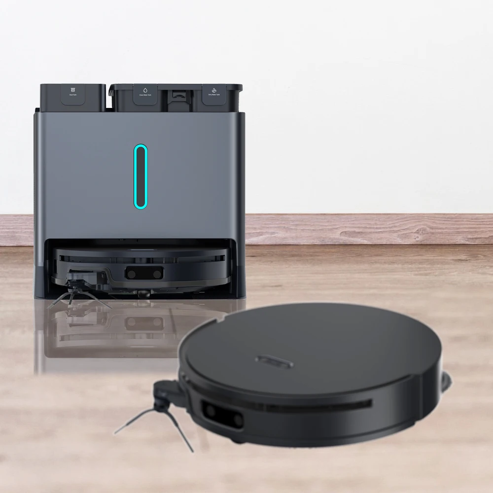 

WiFi Connected Robot Vacuum Mop With Hot Water Self-Cleaning Extendable Mop Pad Works On Carpets Floors