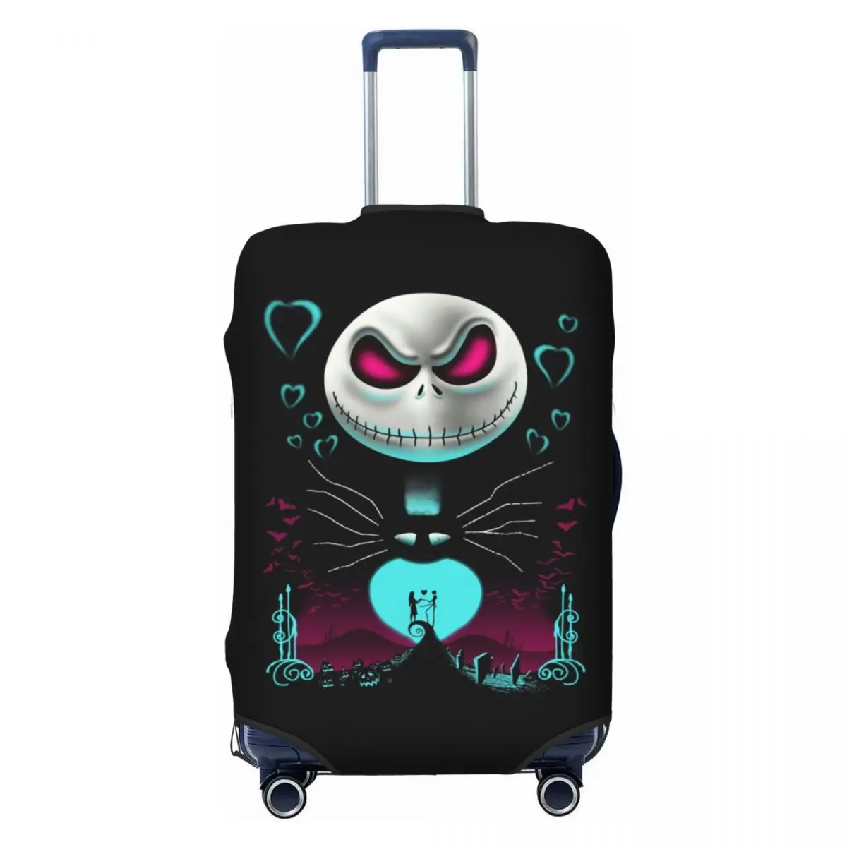 

Custom Jack Skellington Suitcase Cover Washable Nightmare Before Christmas Luggage Protective Covers for 18-32 inch