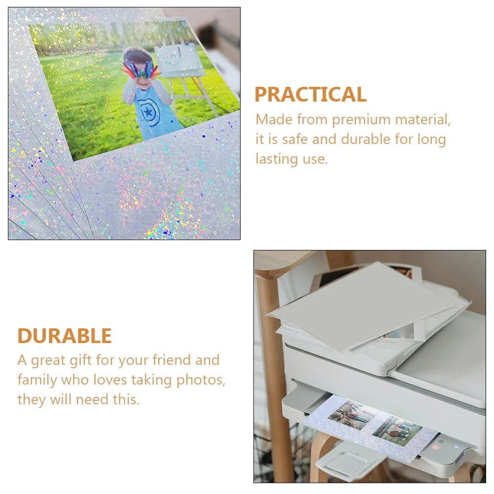 5pcs 5 Sheets Waterproof Photo Paper Colorful Photographic Glossy Printer Sticker Smooth Flat Printing Longer Life