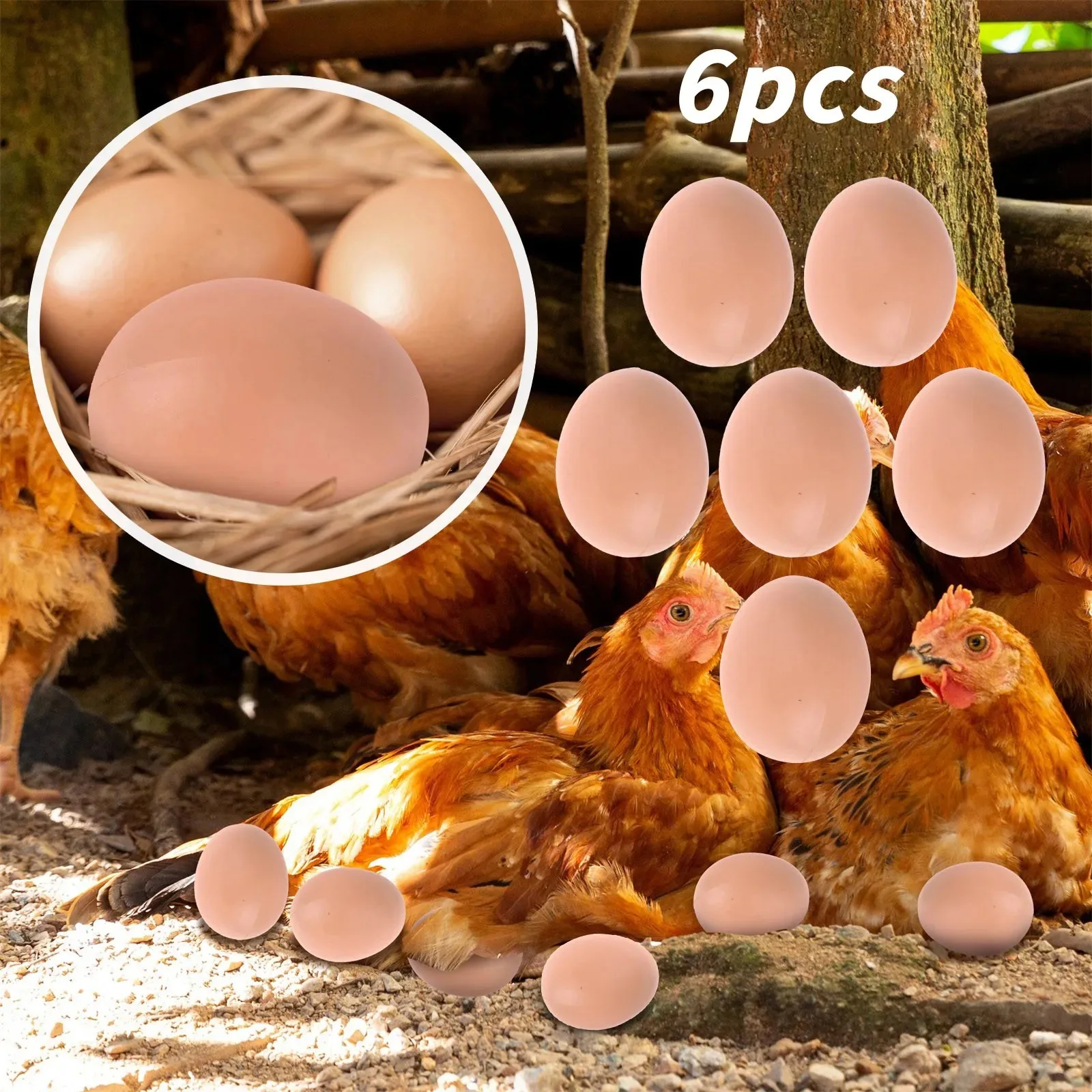 

6pcs Cheap Fake Eggs Simulation Wooden Chicken Duck Geese Dummy Painted Egg Children Educational Toys Artificial Food Easter