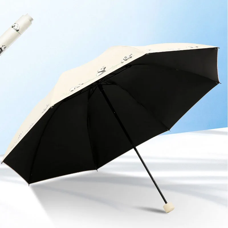 Creative Panda Umbrella Men Women 3-Folding Kawaii Umbrellas UV Sun Protection Umbrella Paraguas Baratos Ombrelloni Parasoles