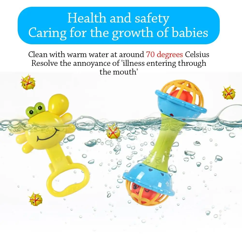 Hochet coloré pour bébé, 7 pièces/ensemble, jouets interactifs mignons, anneau de dentition, doux et Intelligent, clochettes à main, accessoires pour bébé
