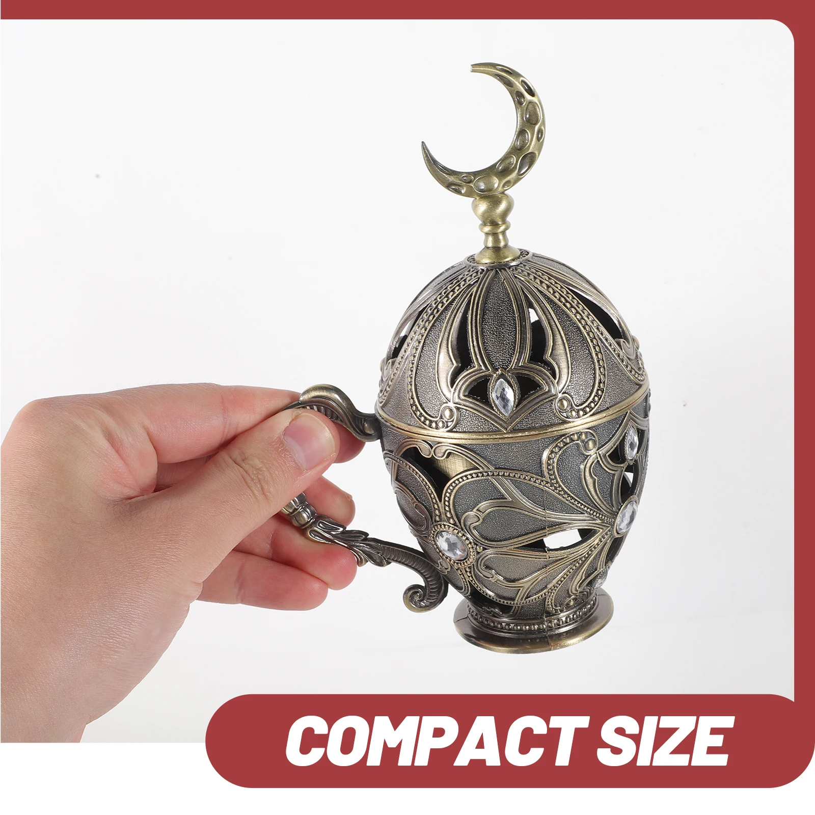 

Vintage Incense Home Decor Metal Incense Burner Moon Wedding Living Room Desk Metal Alloy LED Lighting Gift