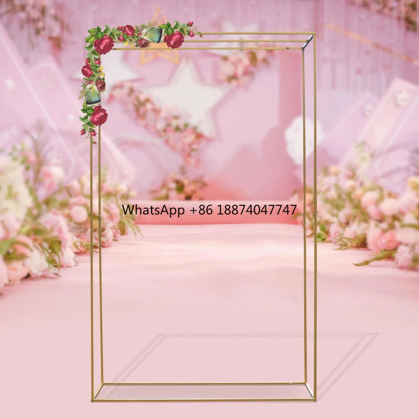 Metal  Wedding Arch Rectangle Backdrop Stand Balloon Flower DLY Decor Frame For Wedding Party Gathering