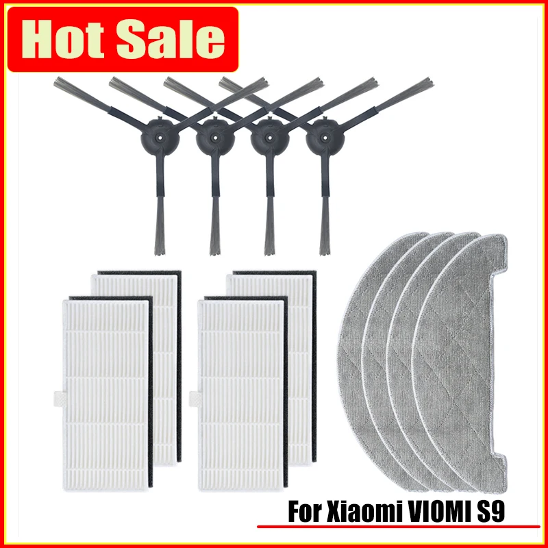 For Xiaomi VIOMI S9 Robot Vacuum Cleaner Replaceble Dust Bags Colletion Mops Side Rolling Brushes Accessories Sets Spare Parts