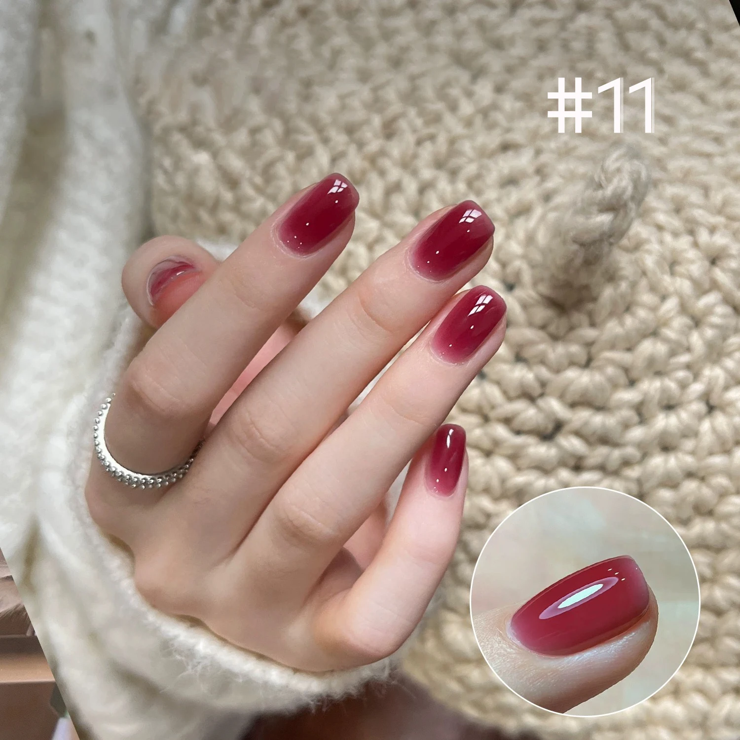 1-12 Stück TC Halbtransparenter Maillard-Brauner Einfarbiger Gel-Nagellack Pure Desire Pink Nails Red Nails White Nails Nail Art – Detail 12