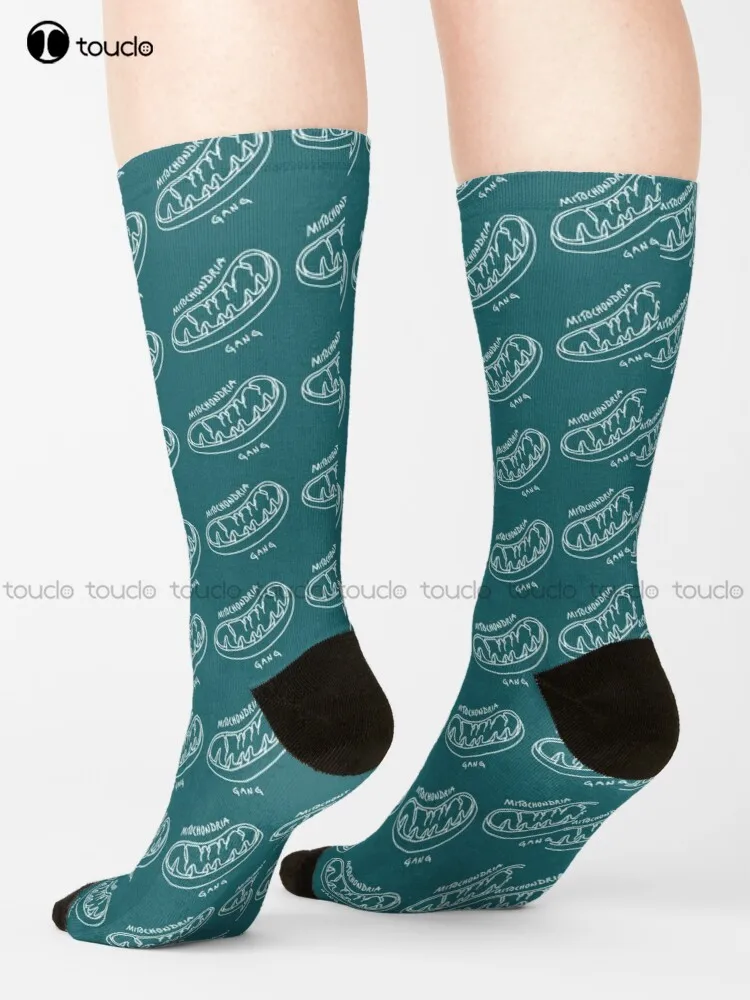 Mitochondria Gang On Dark Turquoise Socks Fun Socks For Women Unisex Adult Teen Youth Socks 360° Digital Print Harajuku Gift Art