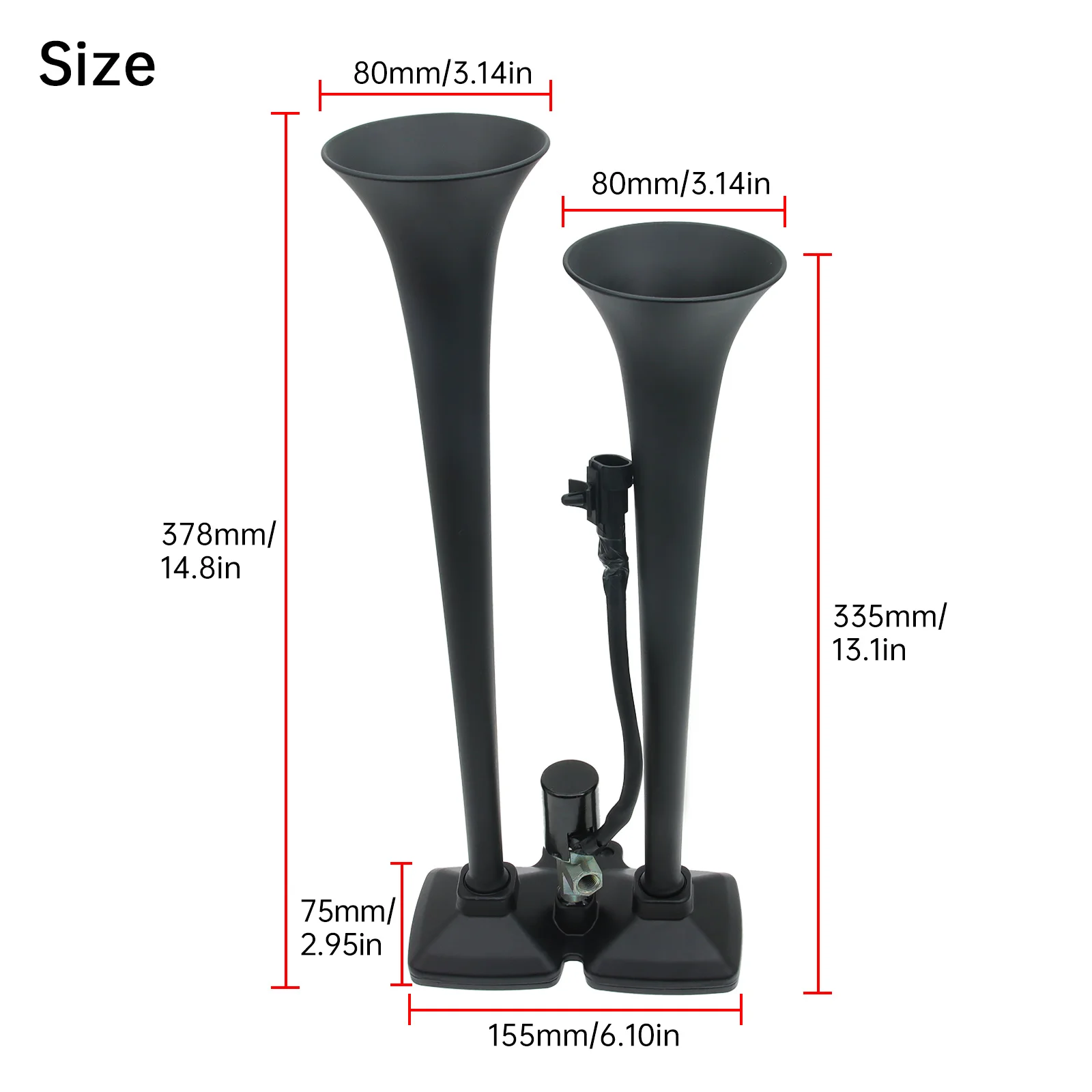 Bocina de aire de doble trompeta para coche, válvula solenoide de bocina eléctrica fuerte, sirena de altavoz para coche, barco, camión, remolque, piezas de automóvil, 24V