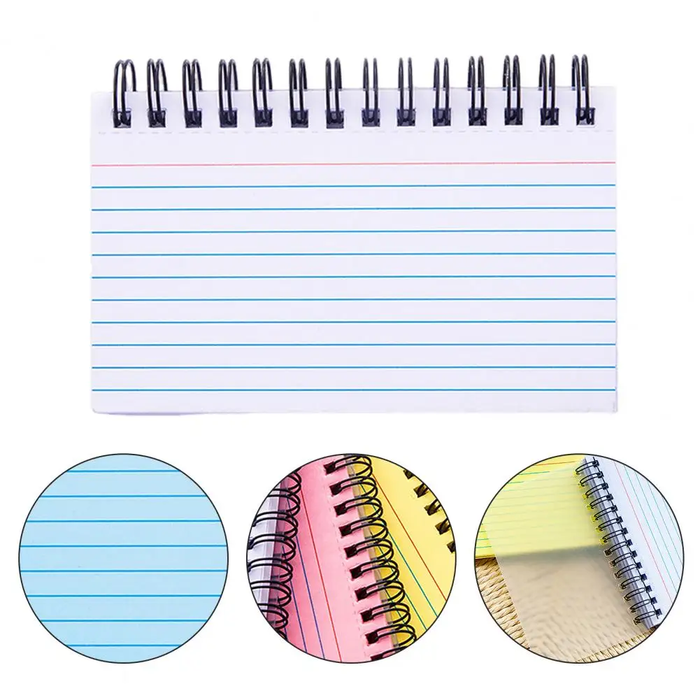 Ink-resistant Paper Notebook Colorful Coil Design Notebook Spiral Index Cards for Study Office School Smooth Writing Ruled