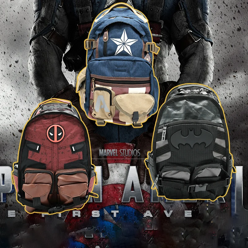 

Marvel Avengers Deadpool Batman Captain America Backpack Anime Cartoon Backpacks Outdoor Leisure Travel High Capacity Backpack