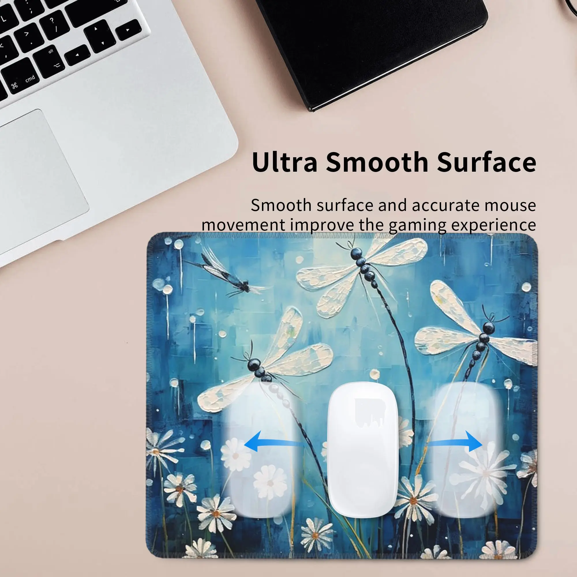 Dragonfly And Daisy Flower Mouse Pad Computer Keyboard Mouse Mat Gamer PC Laptop Desk Mat Office Table Mats