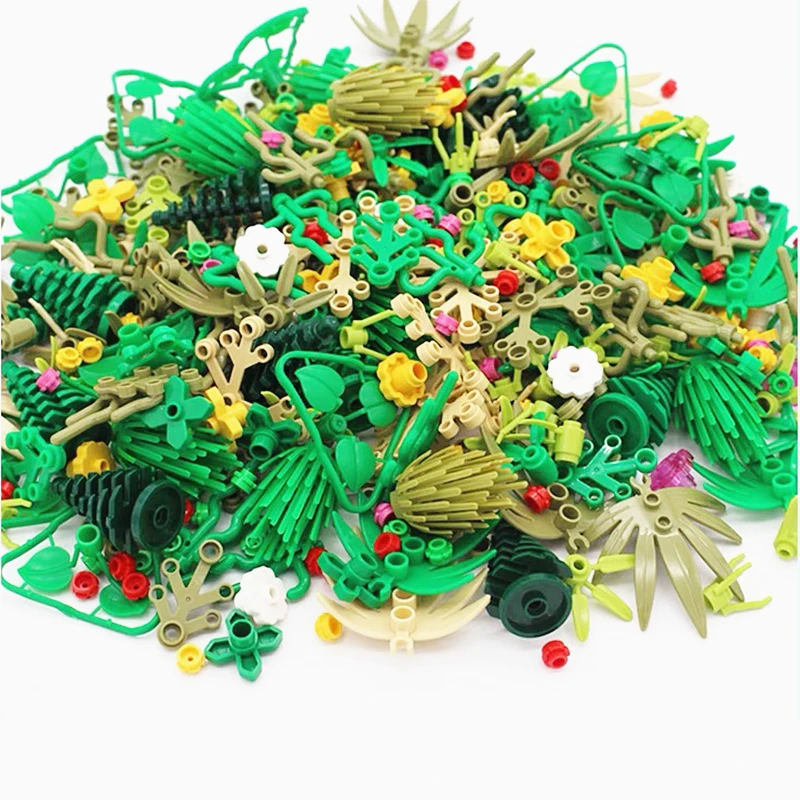 MOC Plants Accessories Bricks 3471 2435 6064 10884 City House Trees Pine Prickly Bush Green Grass Military Building Bricks Toys