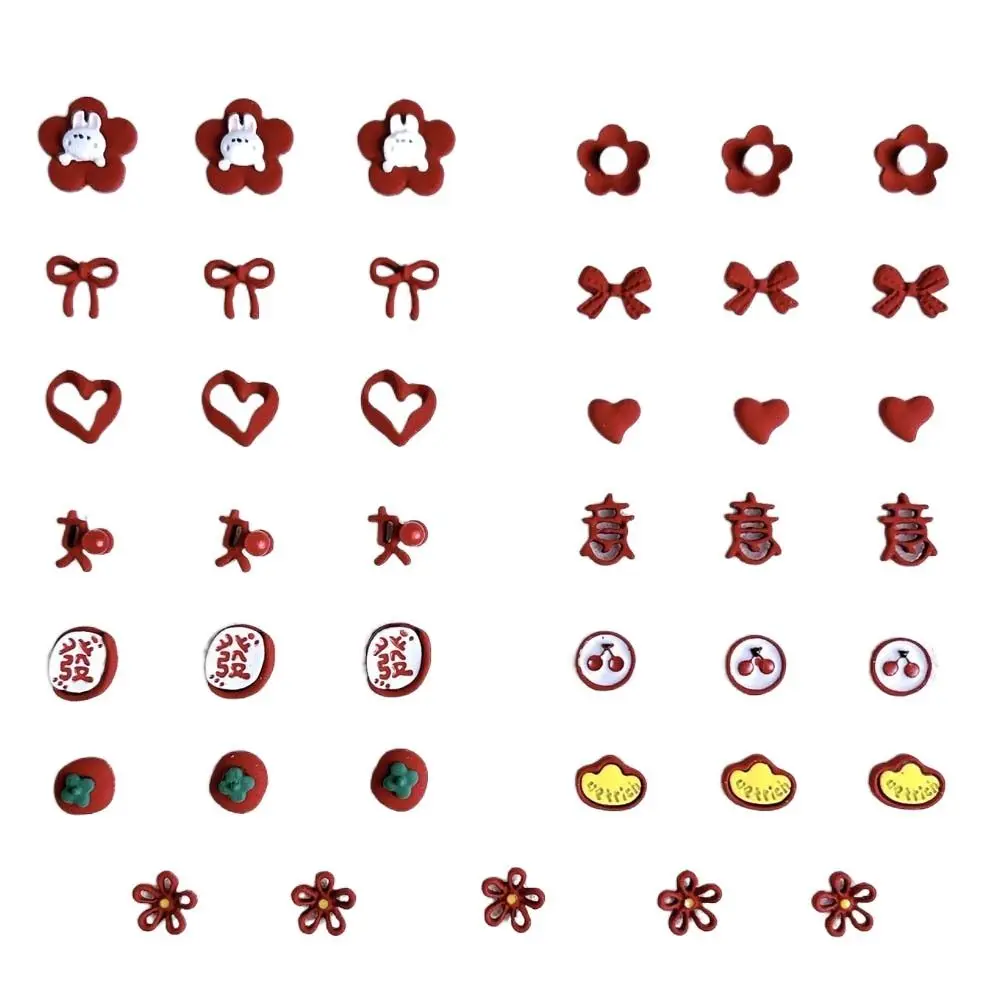 5 Teile/satz Maniküre Ornamente Chinesische Neue Jahr Nagel Dekorationen Legierung Hohl Charakter Frühling Festival Nagel Strass