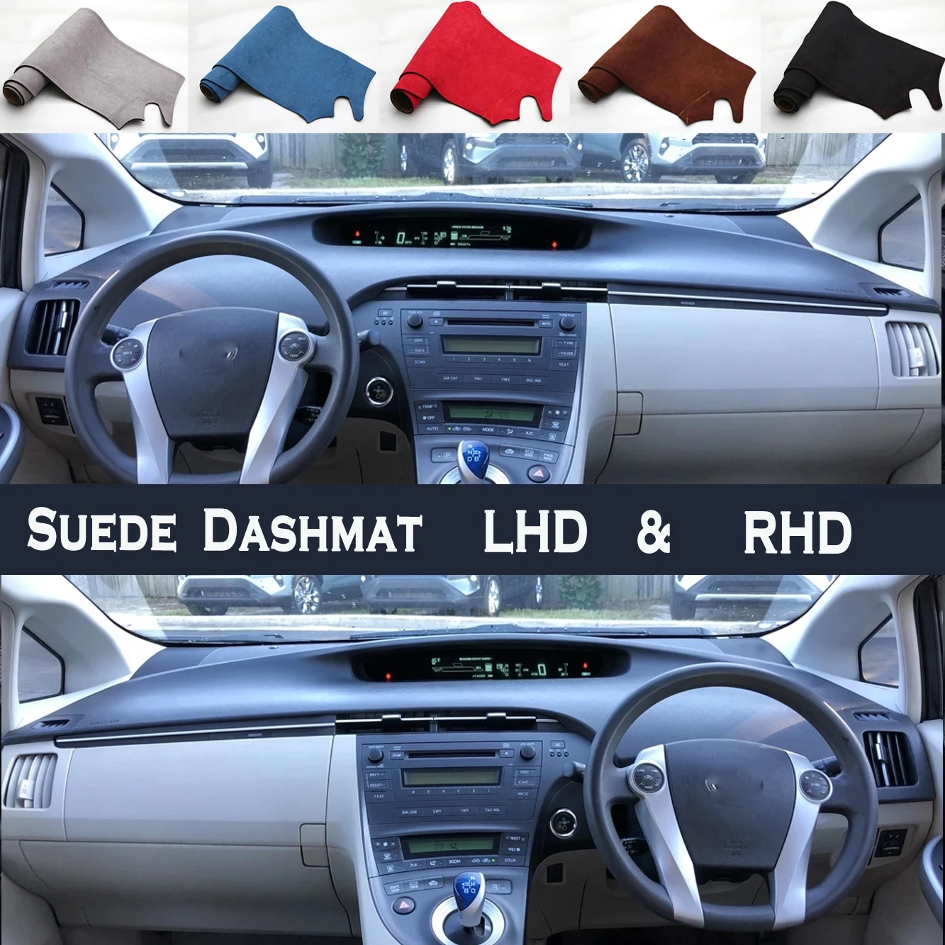 

Автомобильный Стайлинг, замшевый коврик для приборной панели, защитный коврик для приборной панели, аксессуары для Toyota Prius XW30 30 2009-2015 2014 2013