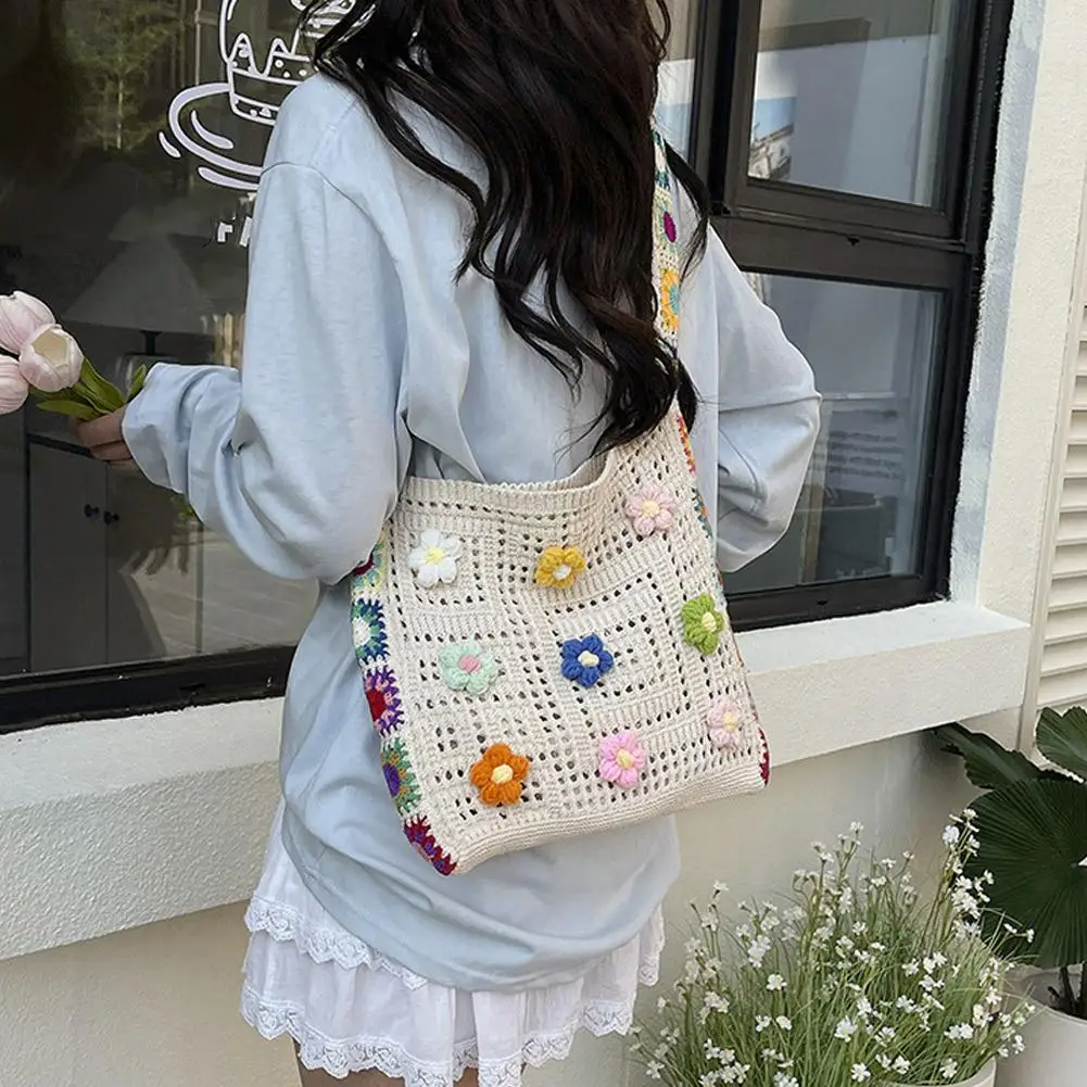

Summer Fashion Beige Tote Bag - Elegant Sweet Floral Shoulder Essentials Beach Bag Bag Wide Vacation Crossbody Decor Strap V0v8