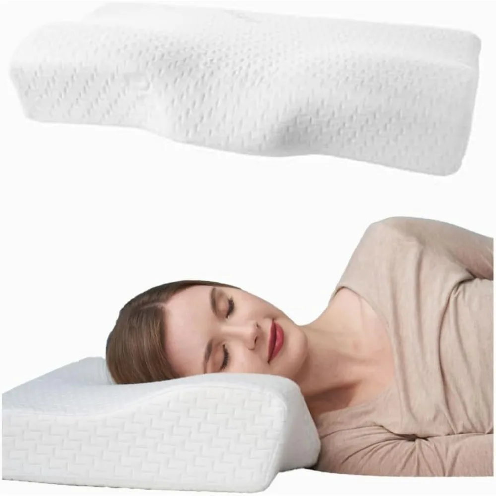 Contoured Orthopedic Pillow, Queen Size Bed Pillow for Neck Pain Relief - Medium Firm, Bed Pillow for Back